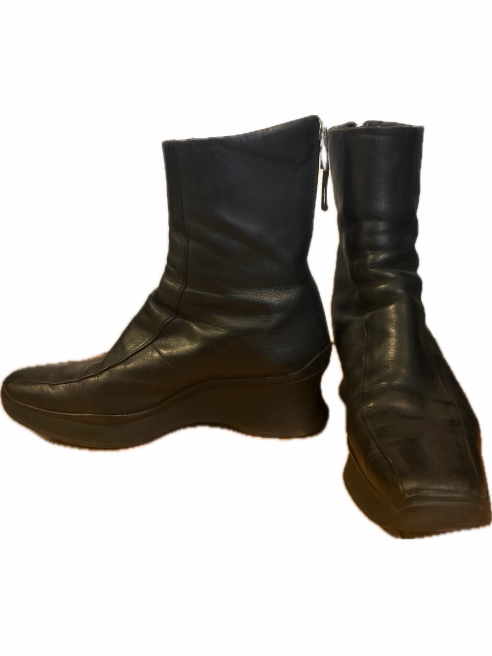 Prada Sport 1999 Black Leather Wedge Boots | Linea Rossa | EU 38.5